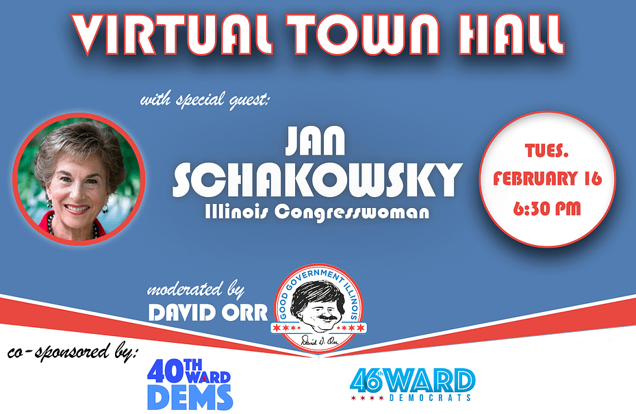 Congresswoman Schakowsky Virtual Town Hall Announcement Graphic